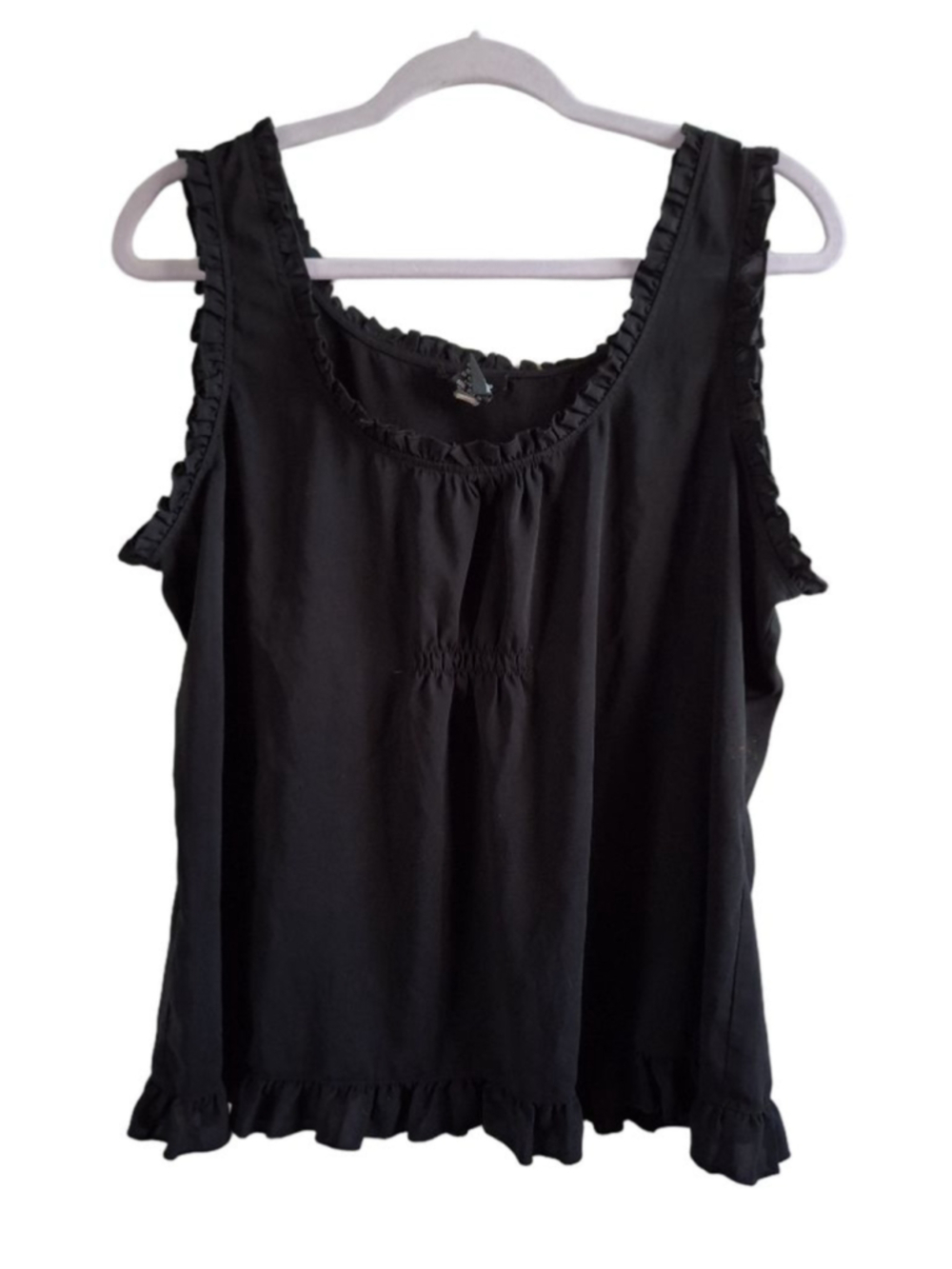 Spense Black Ruffle Tank Top XL gothic summer babydoll camisole
